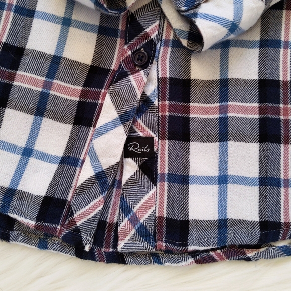 Rails White + Pink + Blue Plaid Flannel Button Down Shirt | S - Picture 5 of 12